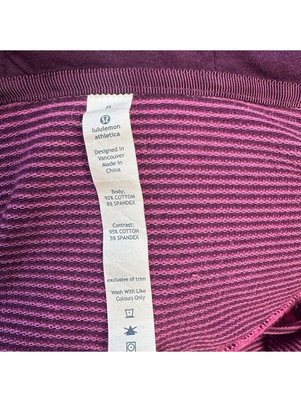 Lululemon Bliss Break Hoodie Wagon Stripe Plum Afterglo / Plum / Afterglo Size 8 - Picture 8 of 9